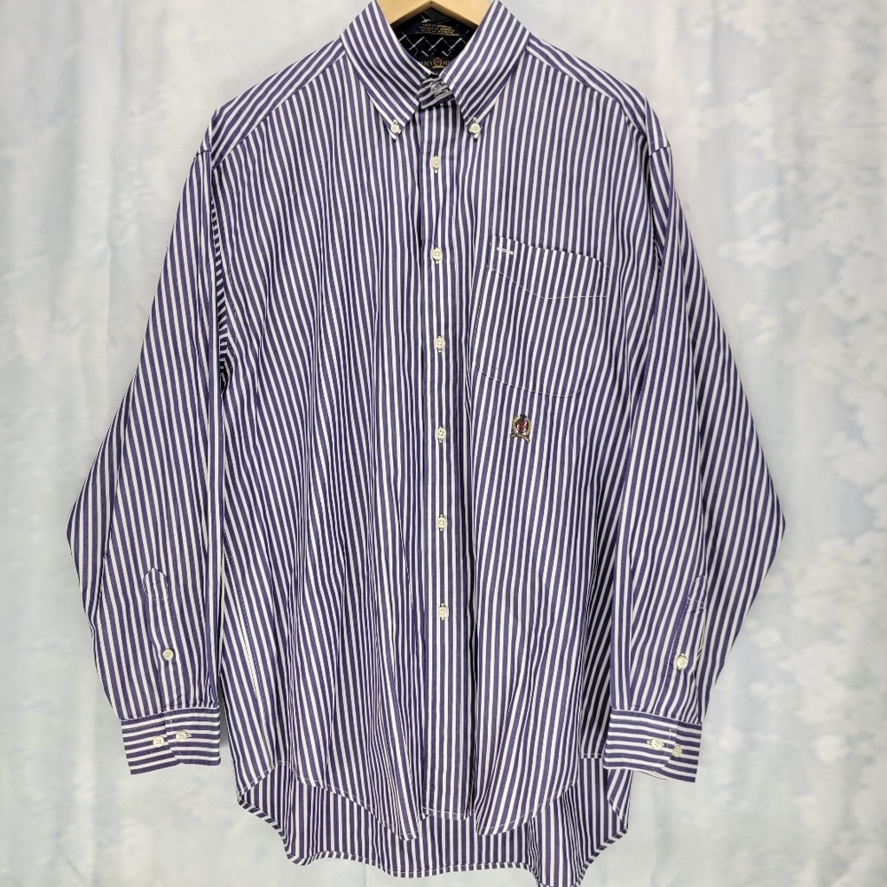 Purple Tommy Hilfiger Striped Dress Shirt